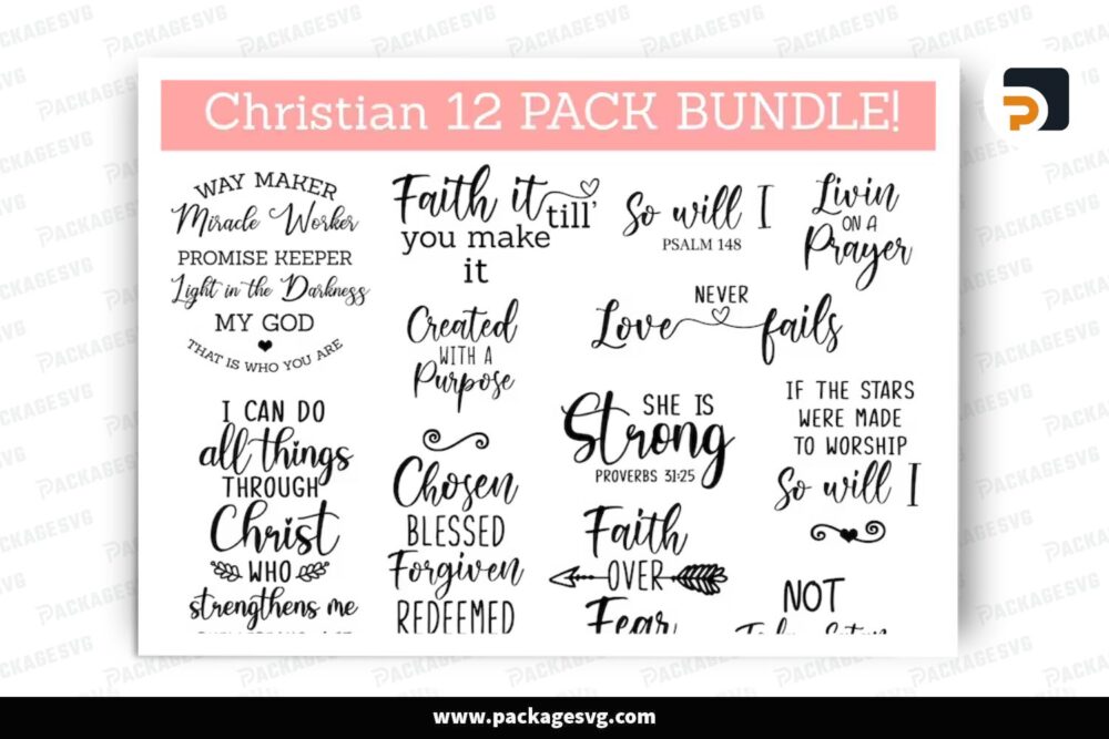 Christian Christmas SVG Bundle, 12 Design Files (1)