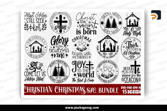 Christian Quotes Christmas SVG Bundle, 15 Design Files LPNJ38GV (2)
