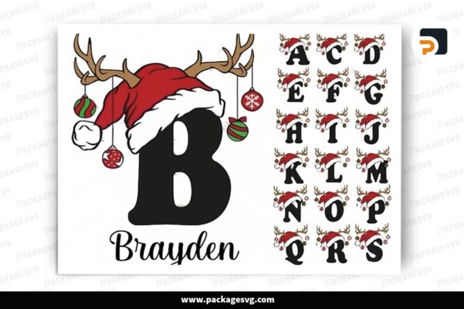 Christmas Alphabet SVG Bundle, 26 Design Files (1)