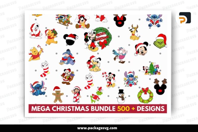 Christmas Cartoon Mega Bundle, 500 SVG Design Files LPMDXIOZ (4)