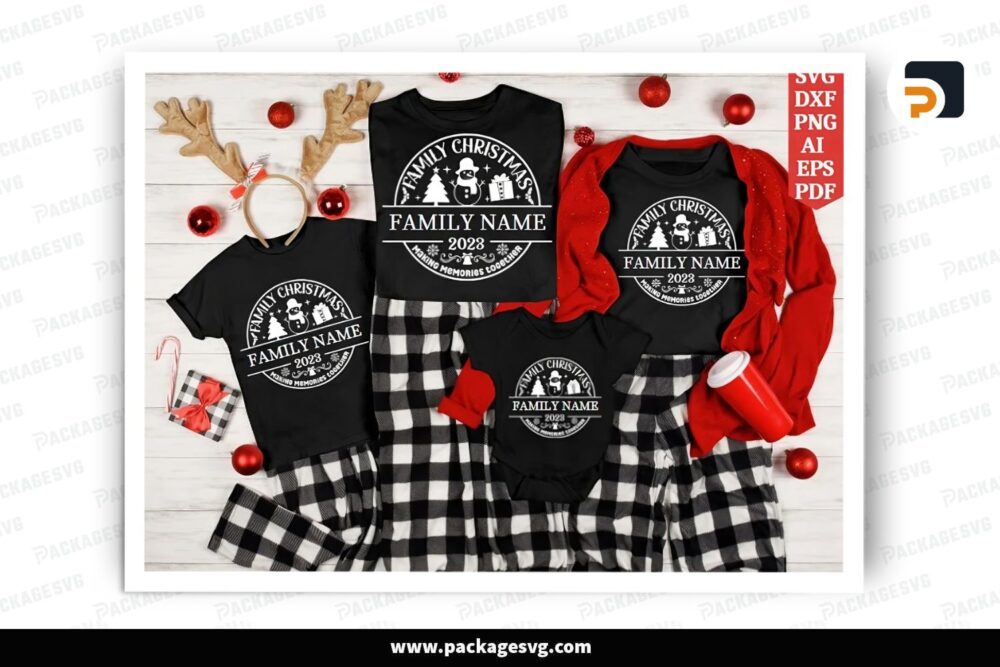 Christmas Family Shirt SVG, Custom Name Design File (2)