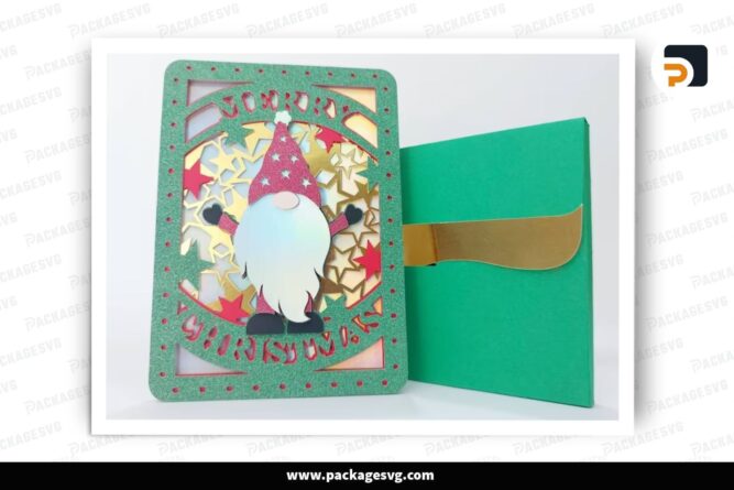 Christmas Gnome Card, Xmas SVG Laser Cut File (2)