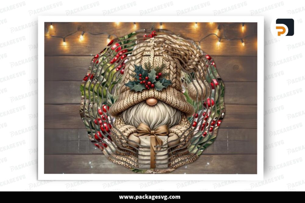 Christmas Gnome Wind Spinner PNG, Xmas Sublimation Design (1)