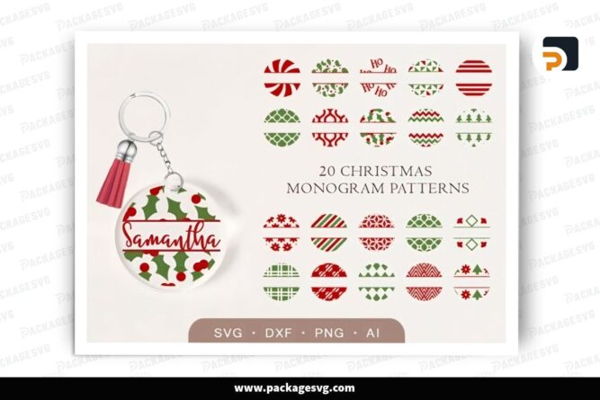 Christmas Keychain Monogram SVG Bundle, 20 Design Files LPUV89P5 (2)