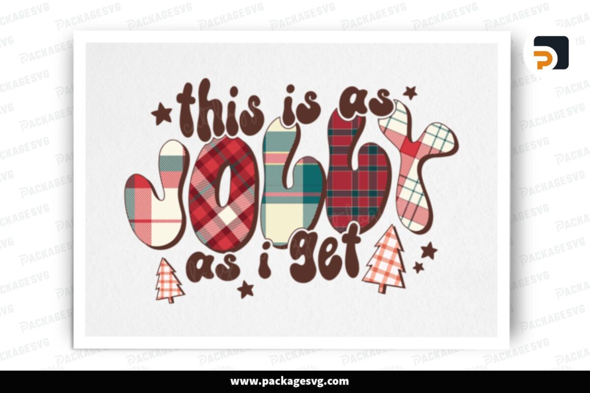 Christmas Plaid Jolly PNG Sublimation Design Free Download