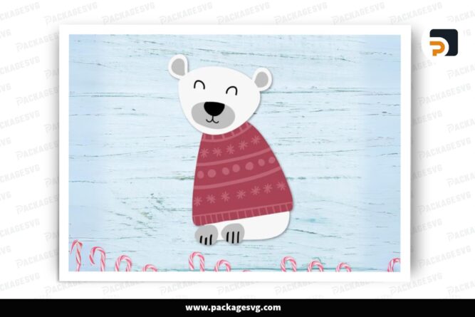 Christmas Polar Bear, SVG Design Cut File (2)