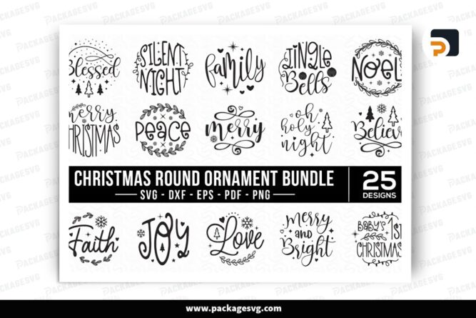 Christmas Round Ornament SVG Bundle, 25 Design Files LQBR63YO (2)