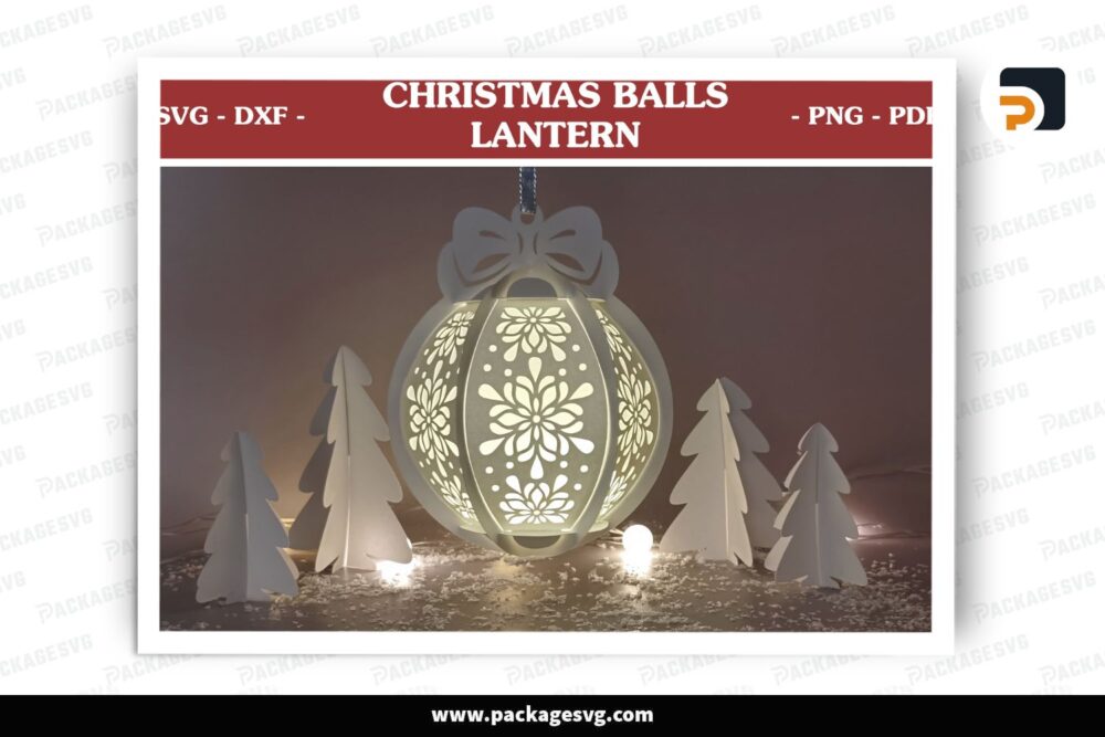 Christmas Snowflake Globe Lantern, Xmas SVG Paper Cut File (2)