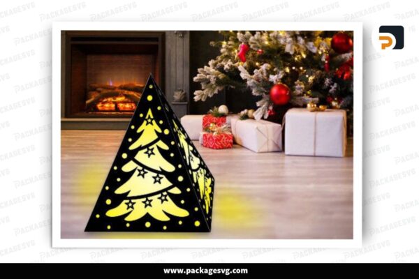Christmas Tree Pyramid Box, SVG Paper Cut File Free Download