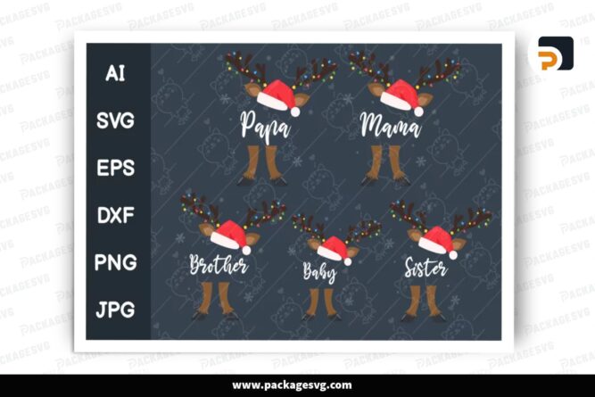 Costume Reindeer Christmas Monogram, SVG Design Cut File LPPKG04I