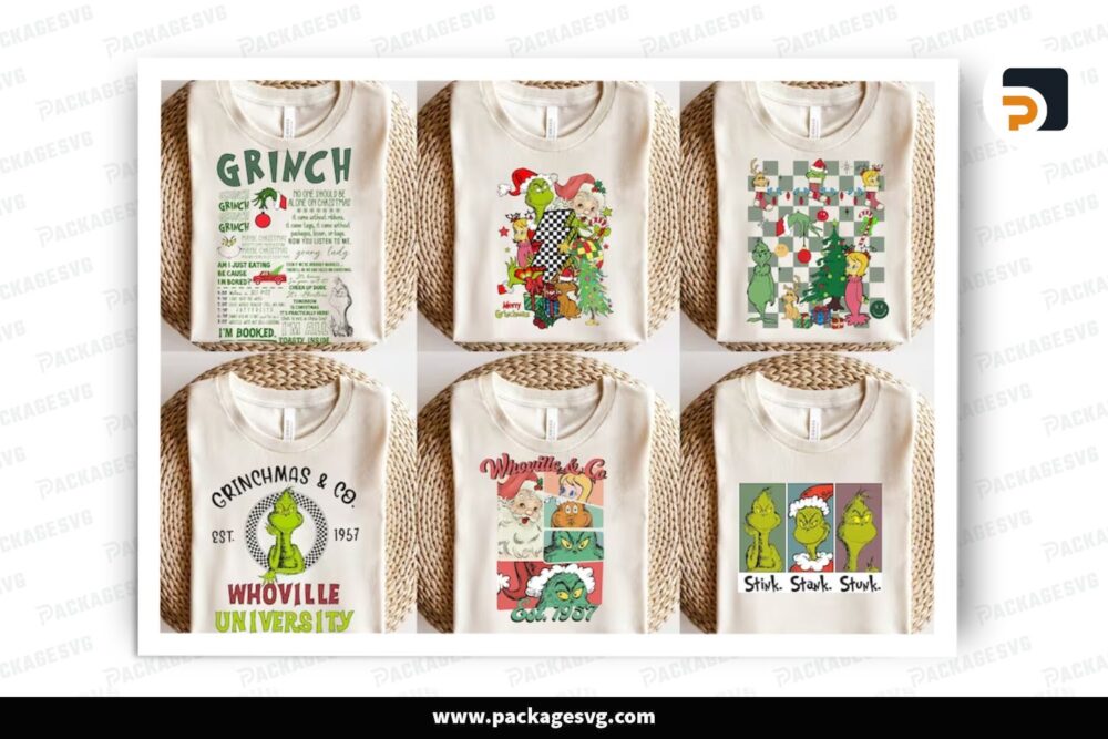 Cute Grinch Bundle, 6 PNG Sublimation T-shirt Design LPMGLPE8 (2)