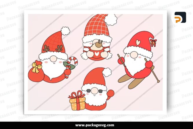 Cute Santa Gnome SVG Bundle, 4 Christmas Design Files LPQAAN3J (2)