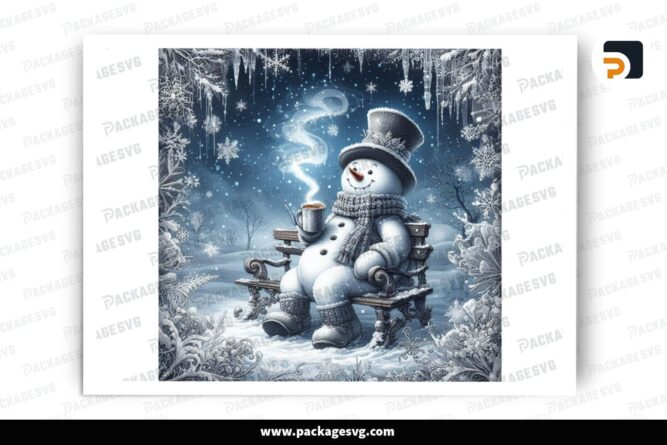 Elegant Snowman Christmas PNG, Sublimation Design LPMD1ADU