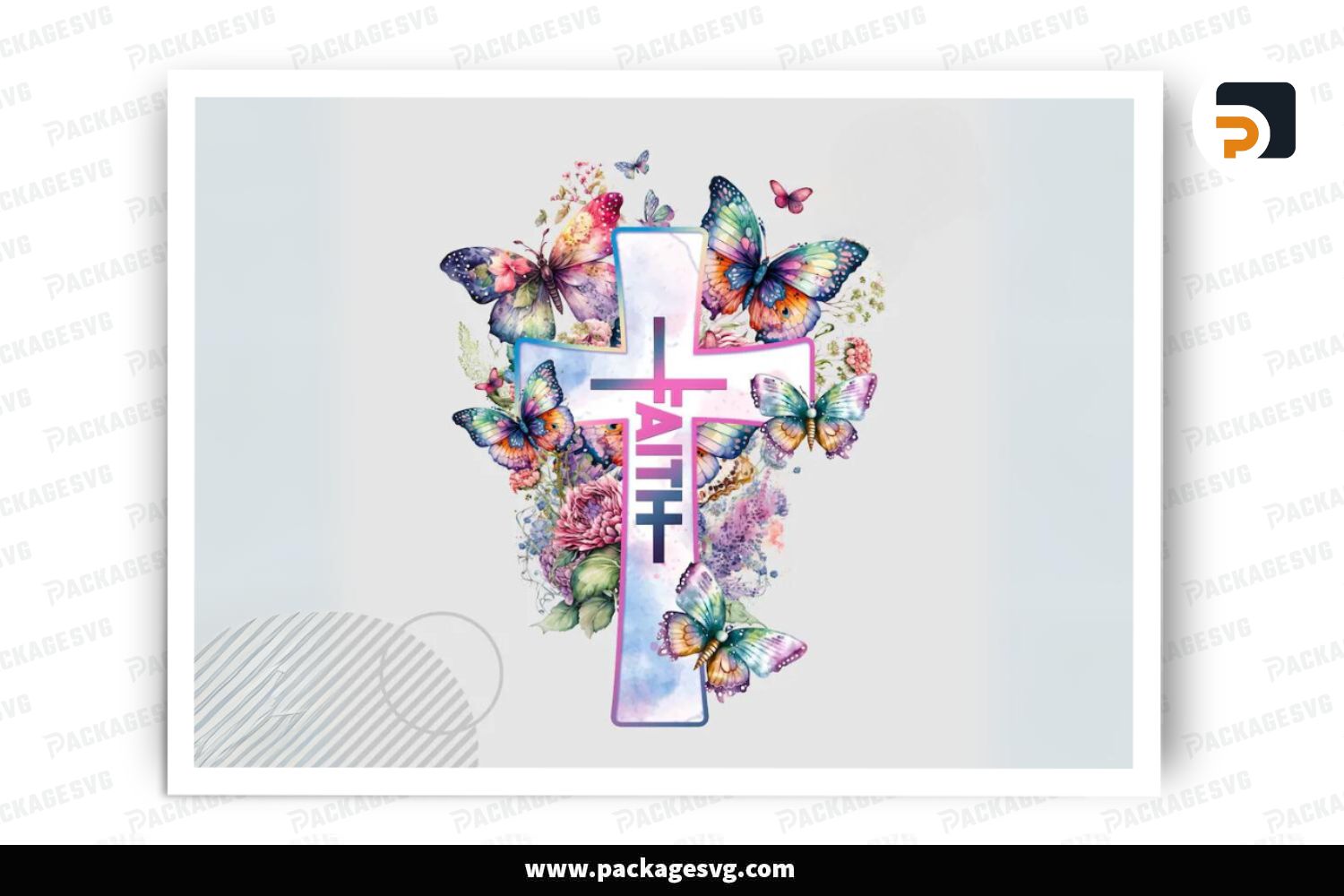 Faith Cross, Flowers And Butterflies PNG Sublimation Design (2)