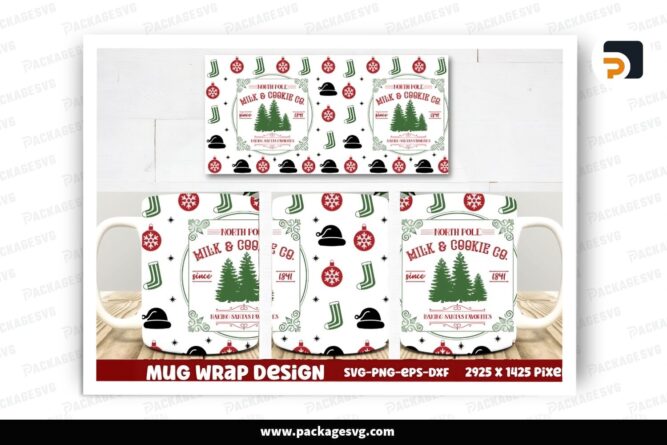 Farmhouse Christmas SVG Cut Design, 11oz 15oz Skinny Mug Wrap (2)