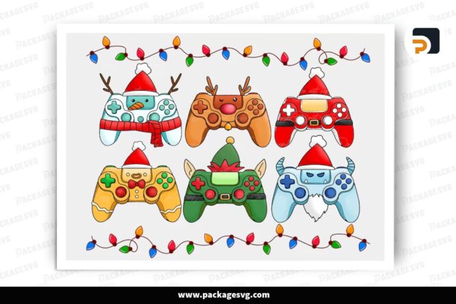 Game Controller Set Bundle, 16 Christmas PNG Sublimation Designs LQ23KSRX (1)