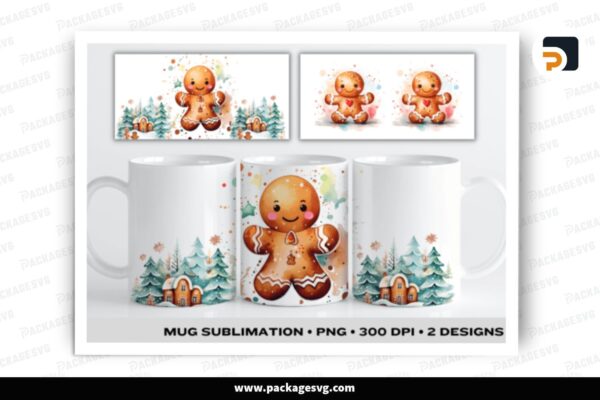 Gingerbread Man Sublimation Design, Mug Wrap Free Download
