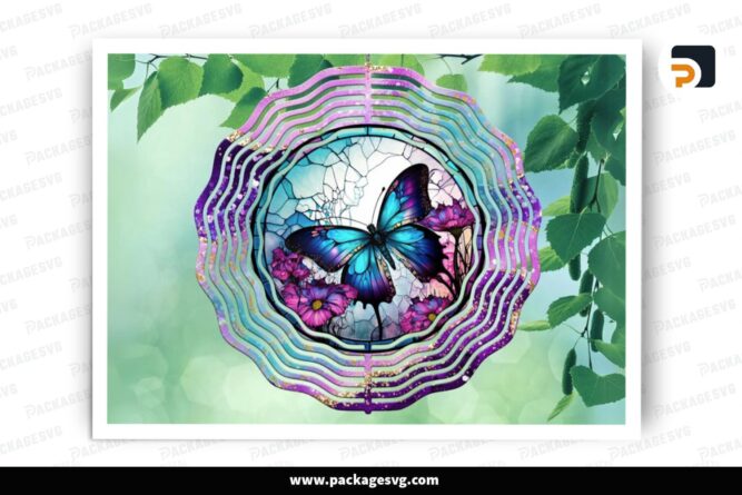 Glitter Butterfly Wind Spinner PNG, Sublimation Design (1)
