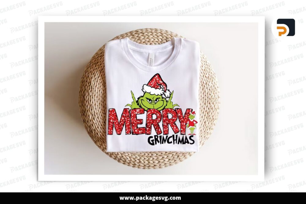Glitter Grinch Face, Christmas PNG Sublimation Design (2)