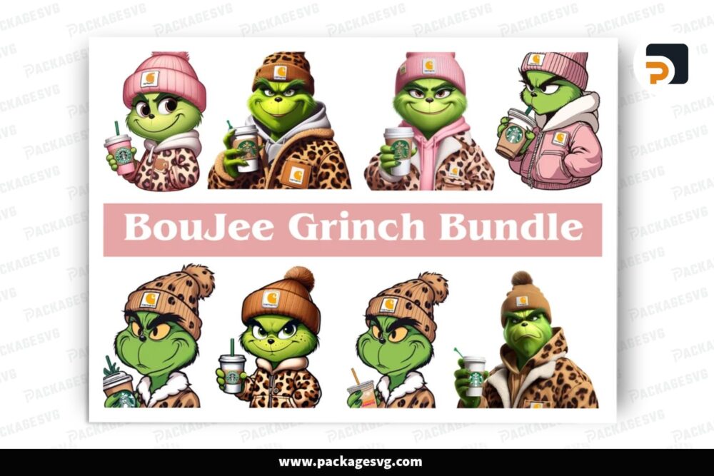 Grinch In Carhart Hat And Jacket Bundle, Christmas PNG Sublimation Design (2)