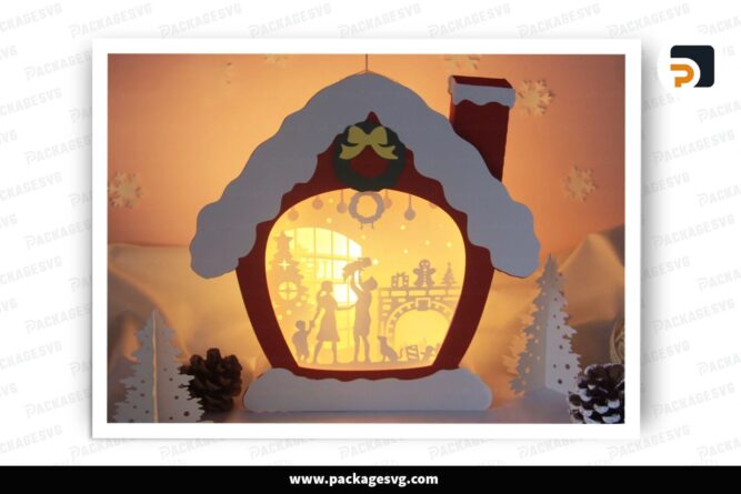 Happy Family House Lantern, Christmas SVG Paper Cut File LQ4X5CT2 (2)