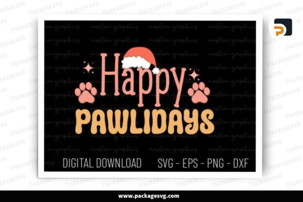 Happy Pawlidays SVG Design Free Download