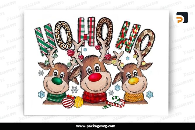 Ho Ho Ho Reindeer, Christmas PNG Sublimation Design (2)