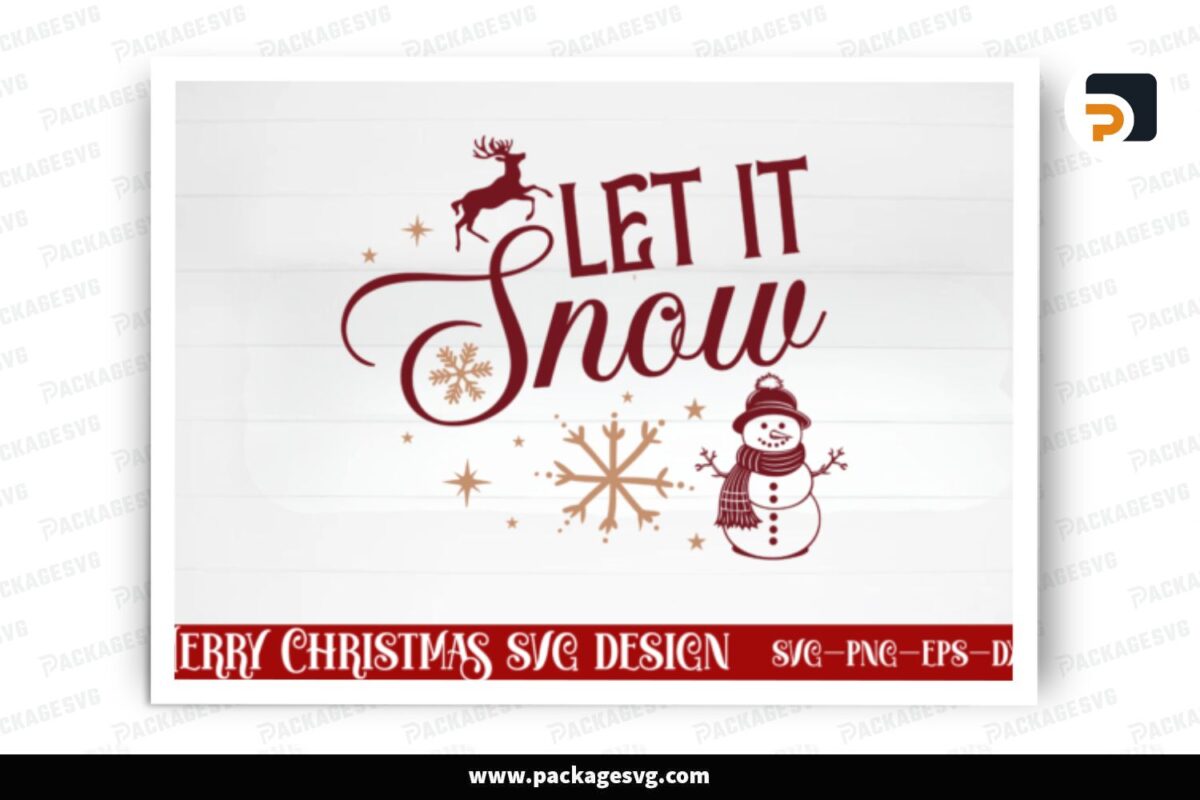 Let It Snow Christmas SVG Design Free Download