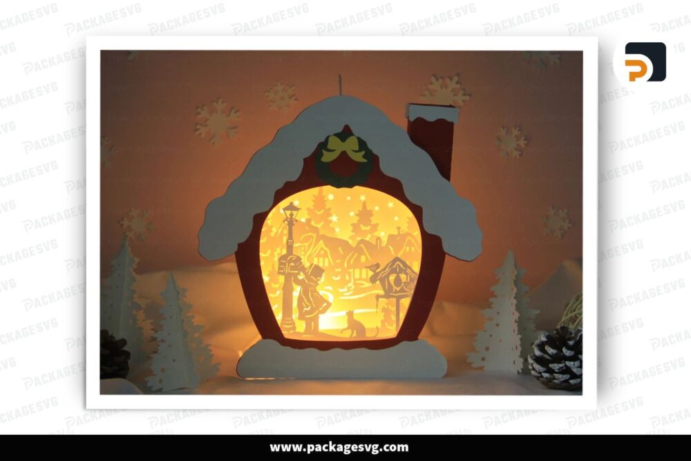 Little Girl House Lantern, Christmas SVG Paper Cut File LQ4X4AR2 (2)