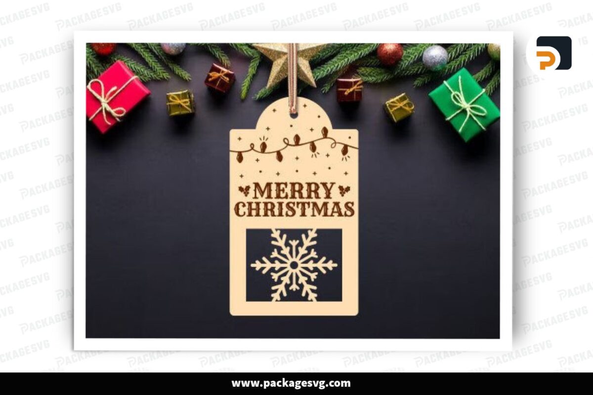 Merry Christmas Gift Tag, SVG Cut File Free Download