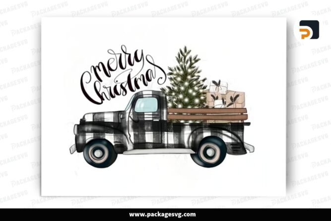Merry Christmas Truck, PNG Sublimation Design (2)
