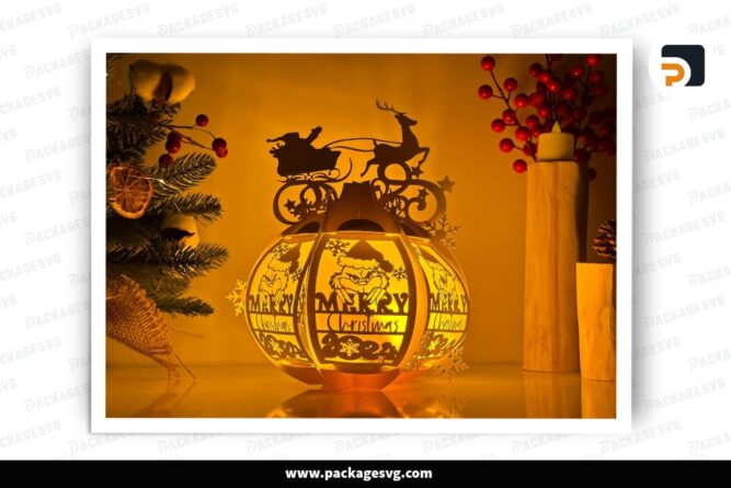 Merry Grinchmas Globe Lantern, Christmas SVG Paper Cut File LQENBGTY (2)