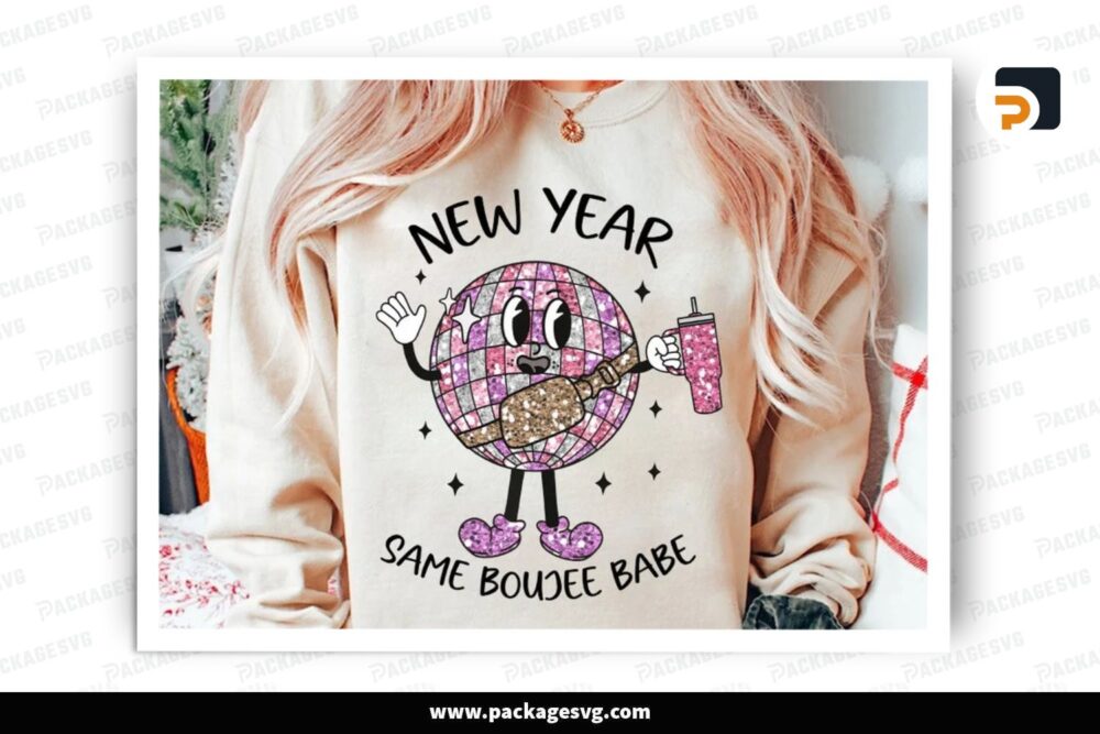 New Year Same Boojee Babe Glitter Sequins, PNG Sublimation Design (2)