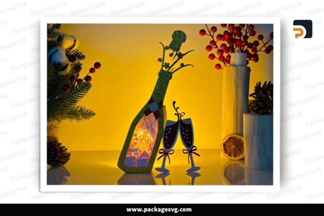 New York City Champagne Lantern, New Year SVG Paper Cut File (2)