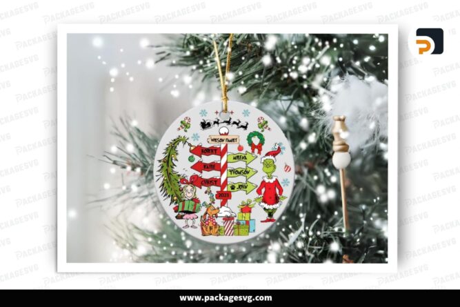 Personalized Grinch Christmas Ornament, Xmas PNG Sublimation Designs