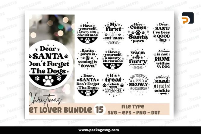 Pet Lover Quotes Ornament SVG Bundle, 15 Christmas Design Files LPUV8NN5 (2)