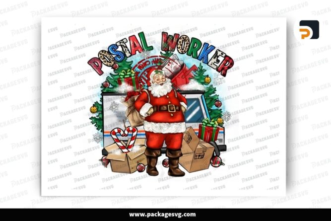 Postal Worker Santa, Christmas PNG Sublimation Design (2)