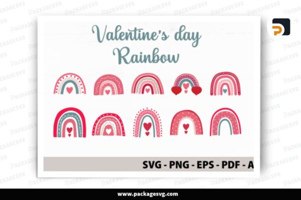 Rainbow Valentine's Day SVG Bundle, 10 Designs Free Download