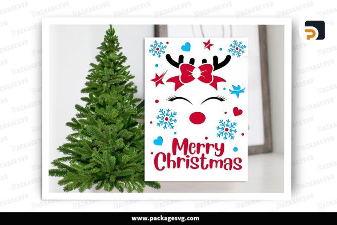 Reindeer Christmas Card, SVG Paper Cut File (2)