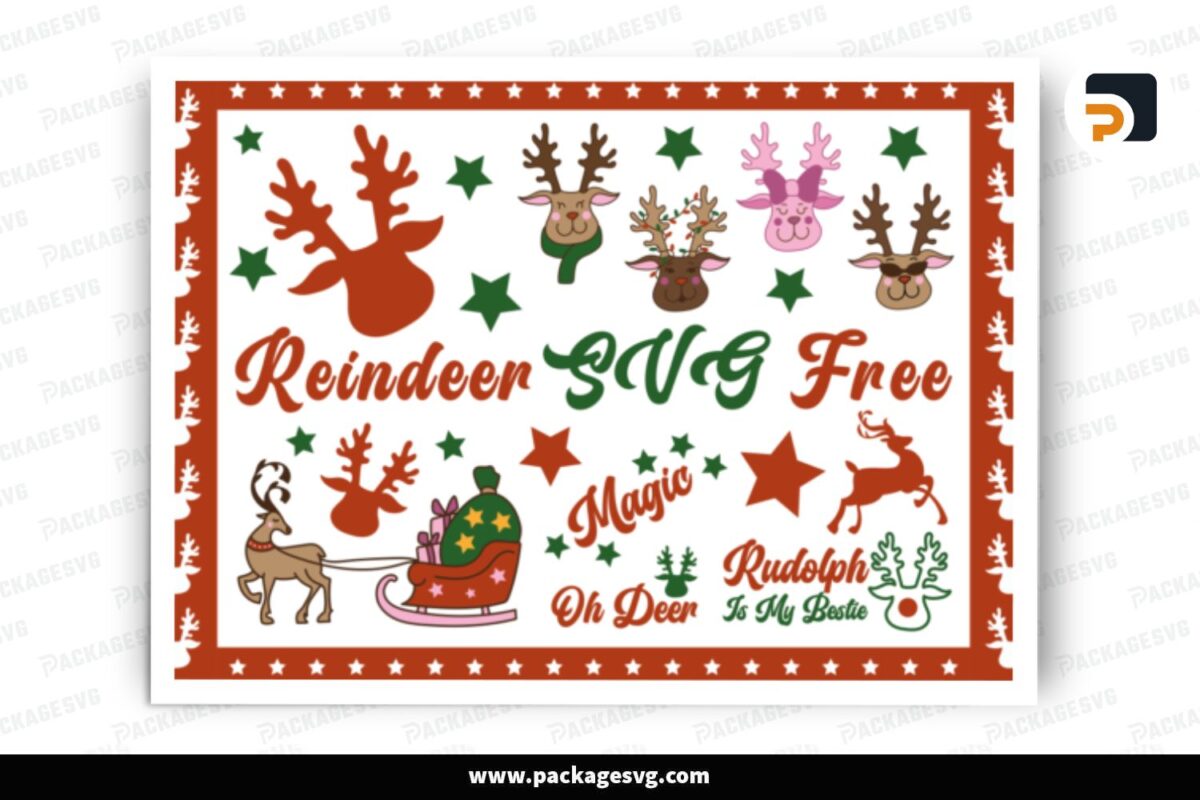 Reindeer SVG Bundle, 10 Christmas Design Free Download