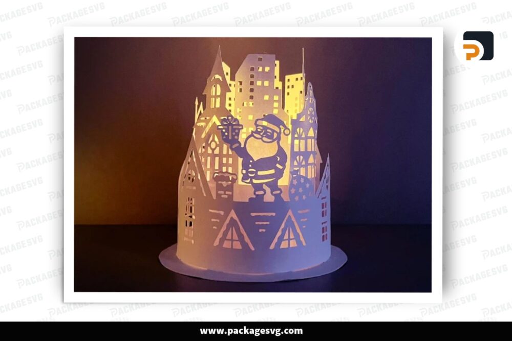 Santa Claus Dome Lantern, Christmas SVG Paper Cut File (2)