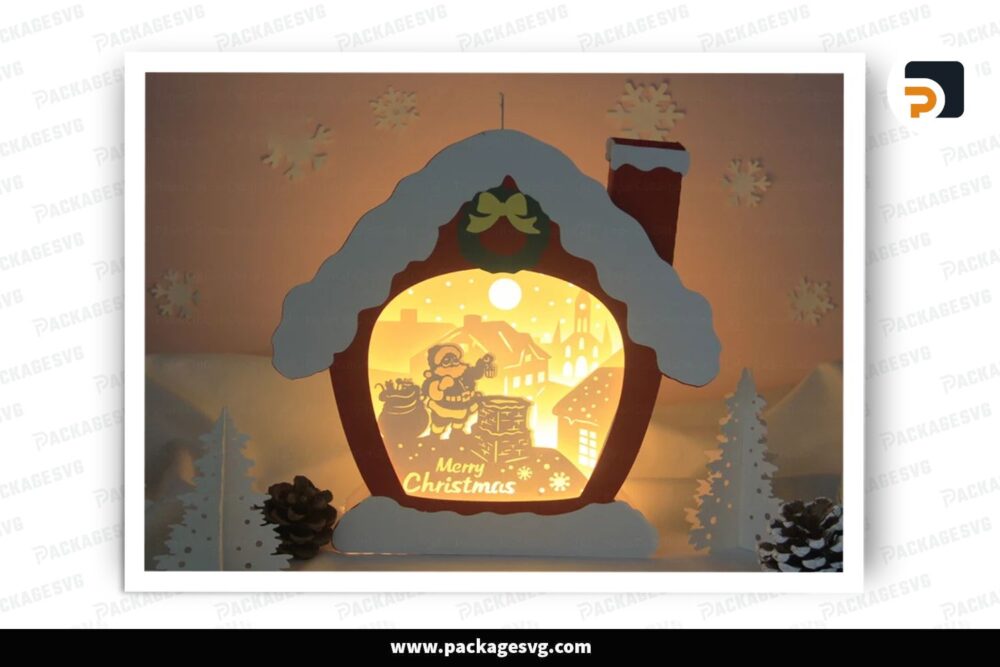 Santa Claus House Lantern, Christmas SVG Paper Cut File LQ4X5NE6 (2)