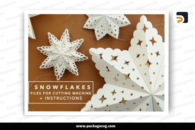 Snowflake Star Hanging Ornaments, SVG Paper Cut File LPMDCXSM (1)