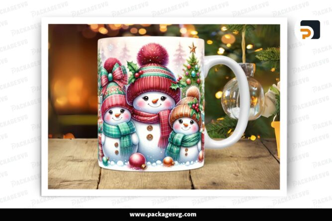 Snowman Christmas Sublimation Design, 11oz 15oz Skinny Mug Wrap LQPXMB6Y (2)