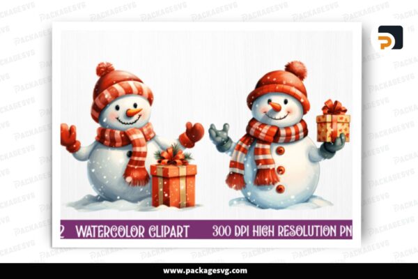 Snowman Santa Clipart Bundle, 2 PNG Sublimation Design Free Download