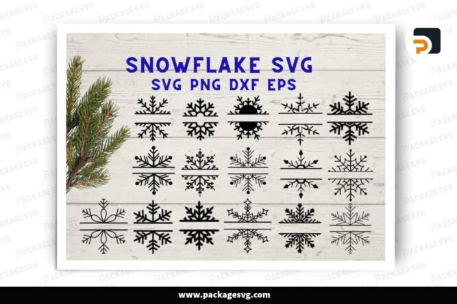 Split Snowflake Monogram SVG Bundle, 16 Xmas Design Files (1)