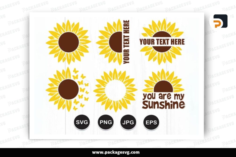 Sunflowers Monogram SVG Bundle, 6 Design Files (2)