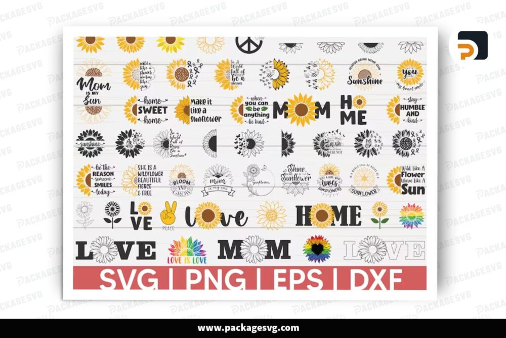 Sunflowers Quotes Monogram SVG Bundle, 55 Design Files (2)