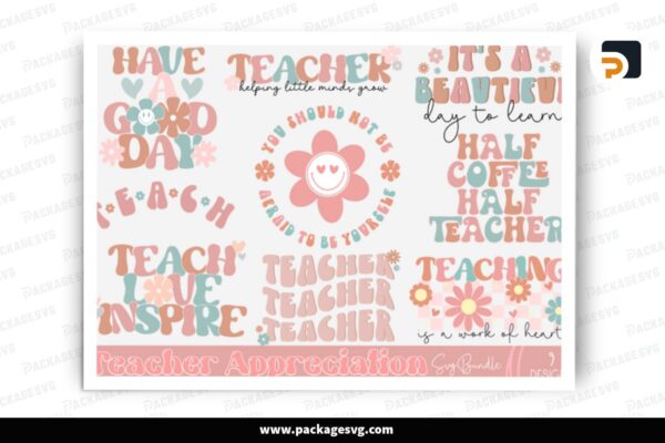 Teacher Appreciation SVG Bundle, 9 Designs Free Download