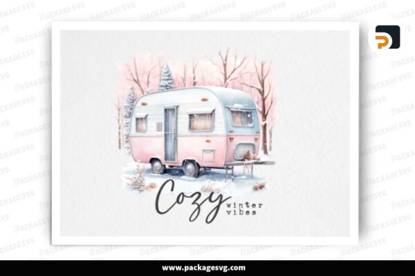 Winter Camper Van PNG Sublimation Design Free Download